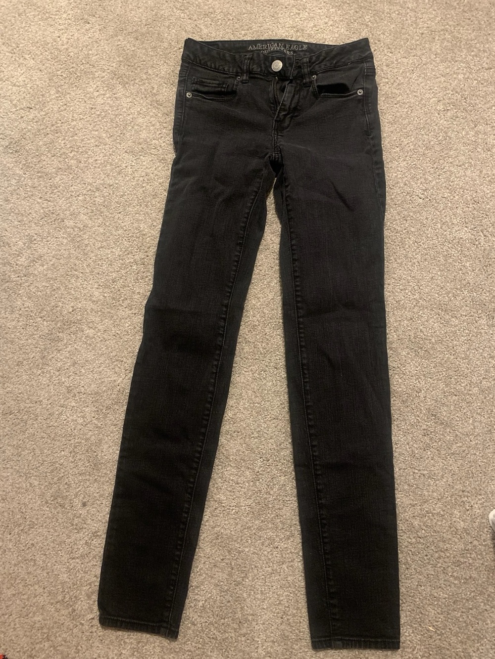 American Eagle Women’s Black Denim Mid Rise Skinny Jeans Size 2 Long
